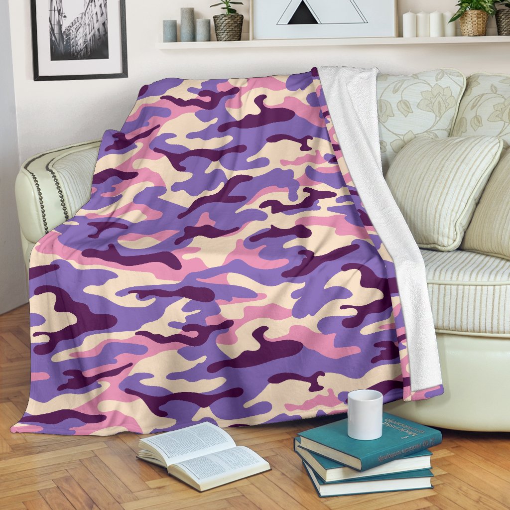 Pastel Purple Camouflage Print Blanket