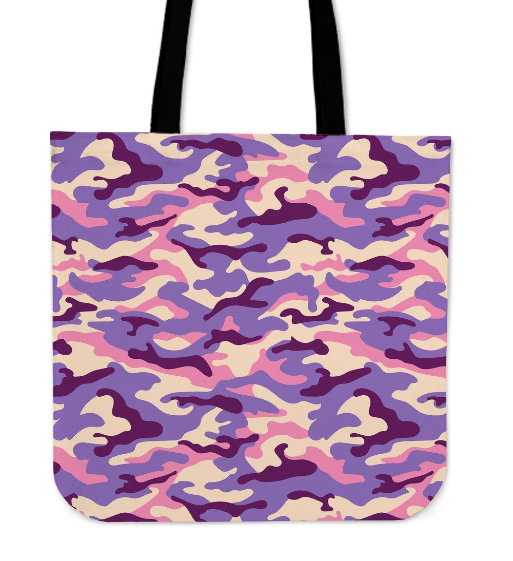 Pastel Purple Camouflage Print Canvas Tote Bag