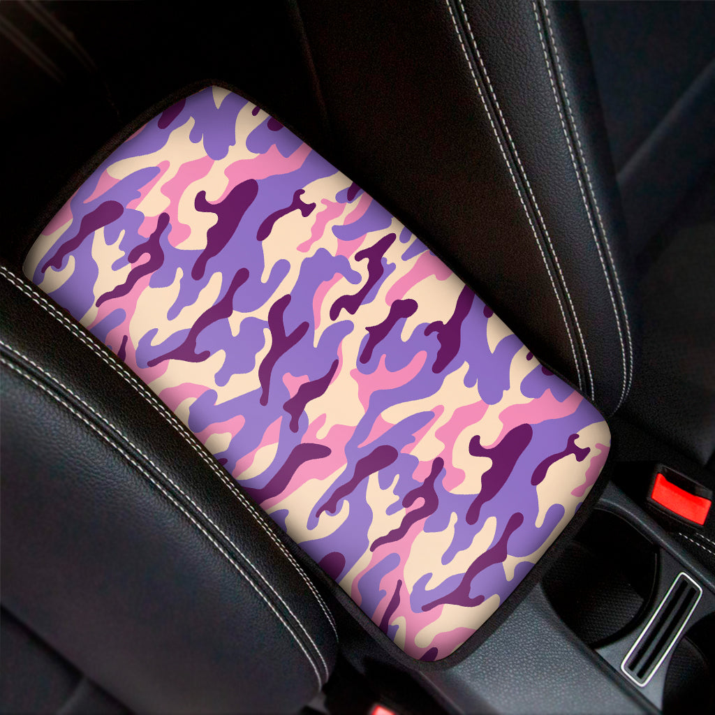 Pastel Purple Camouflage Print Car Center Console Cover