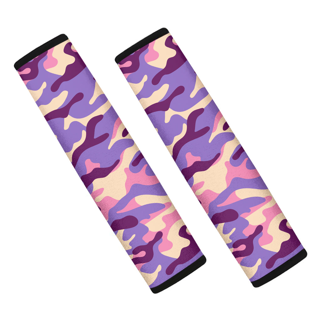 Pastel Purple Camouflage Print Car Seat Belt Covers