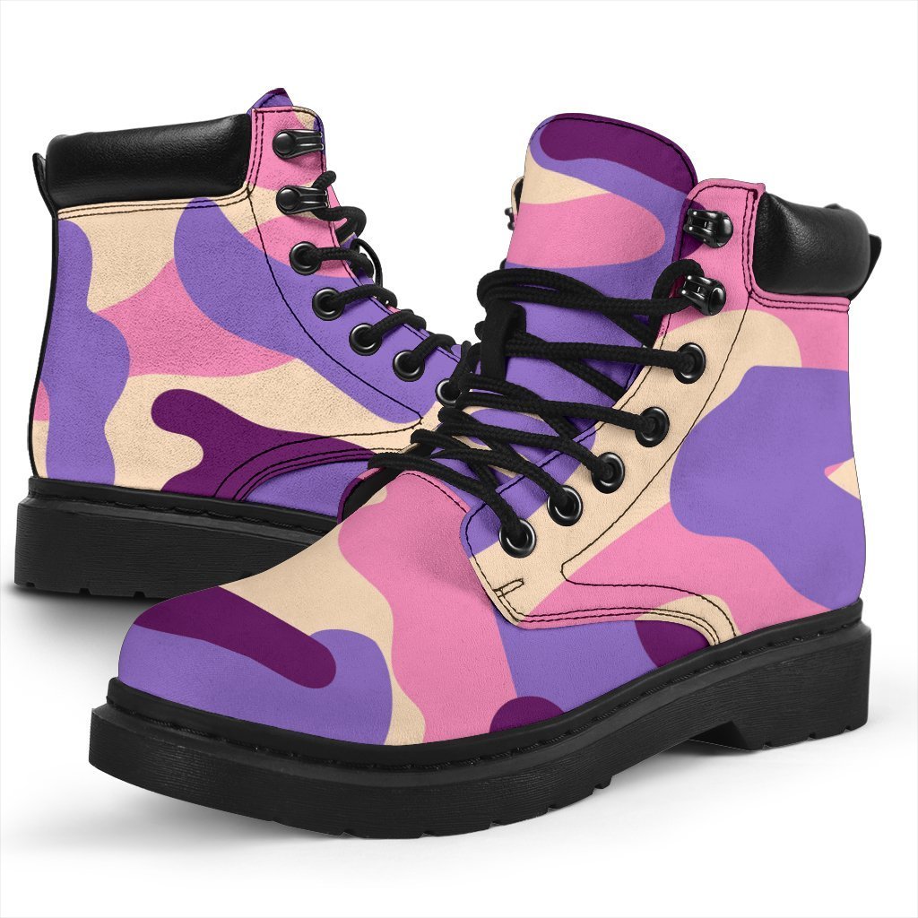 Pastel Purple Camouflage Print Classic Boots