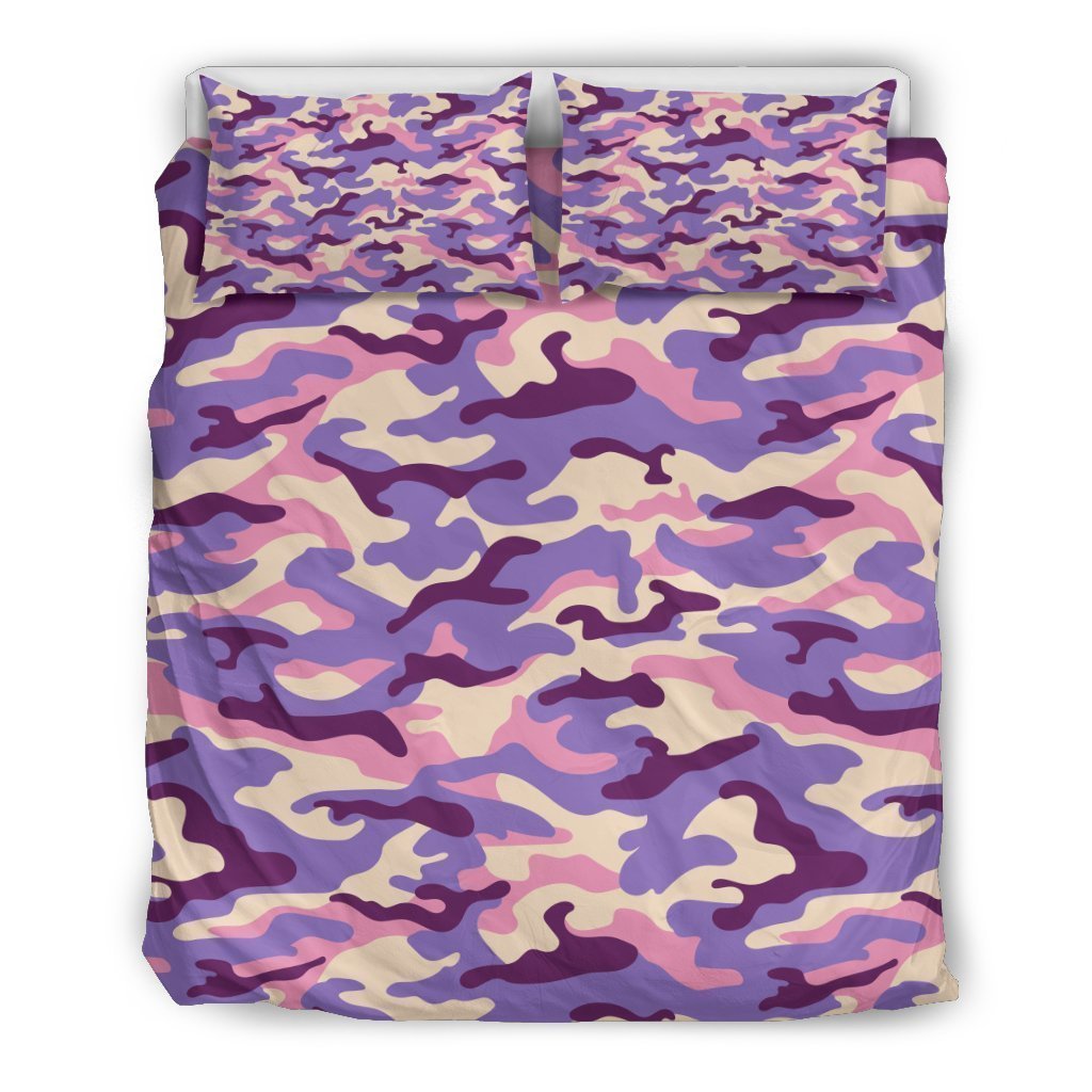 Pastel Purple Camouflage Print Duvet Cover Bedding Set