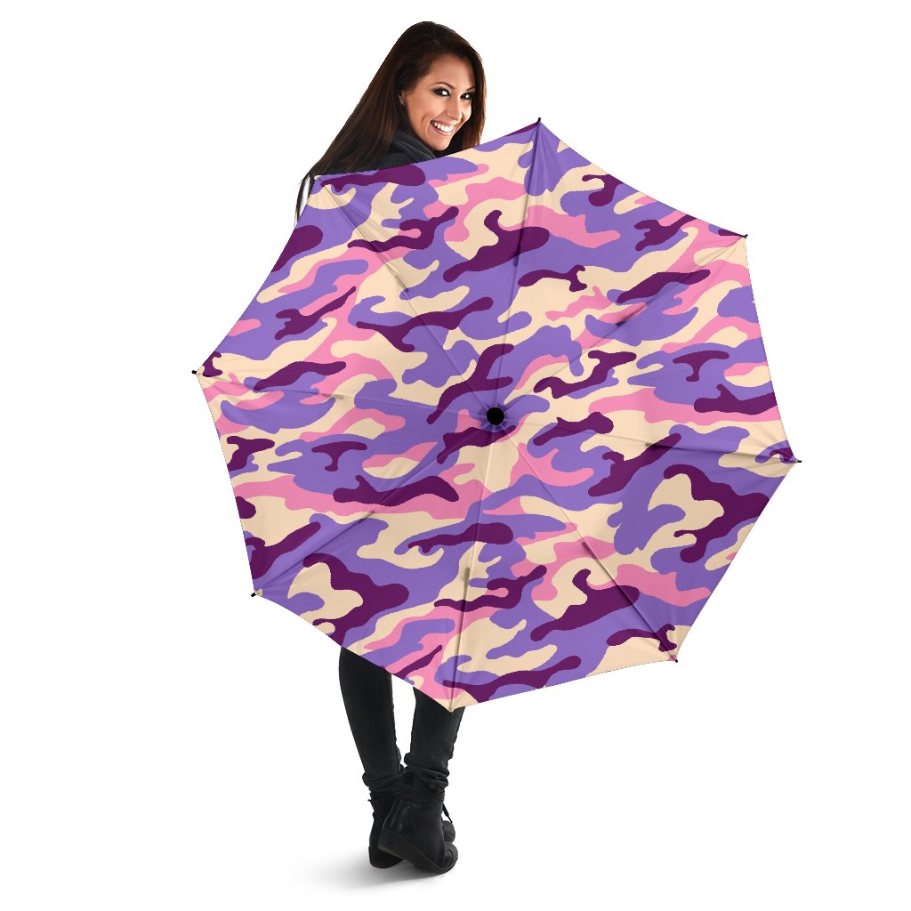 Pastel Purple Camouflage Print Foldable Umbrella