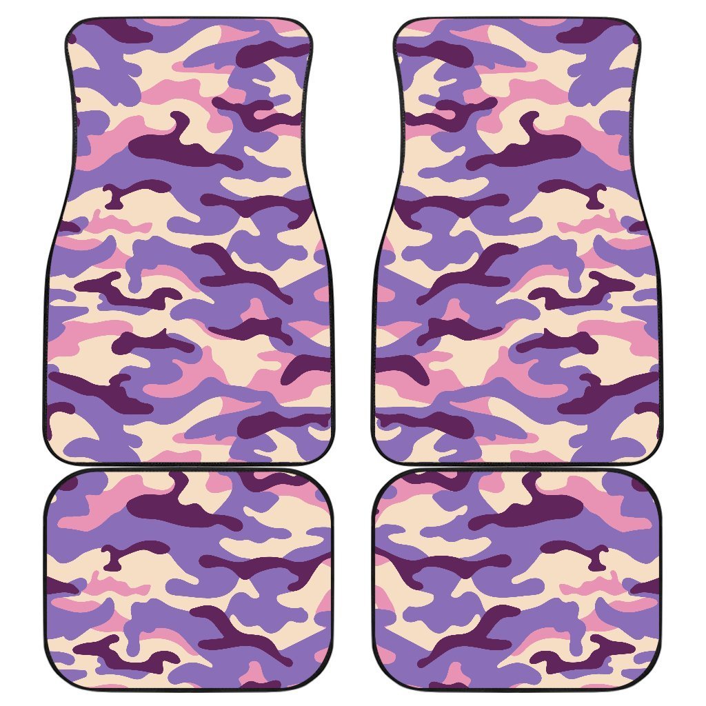 Pastel Purple Camouflage Print Front and Back Car Floor Mats