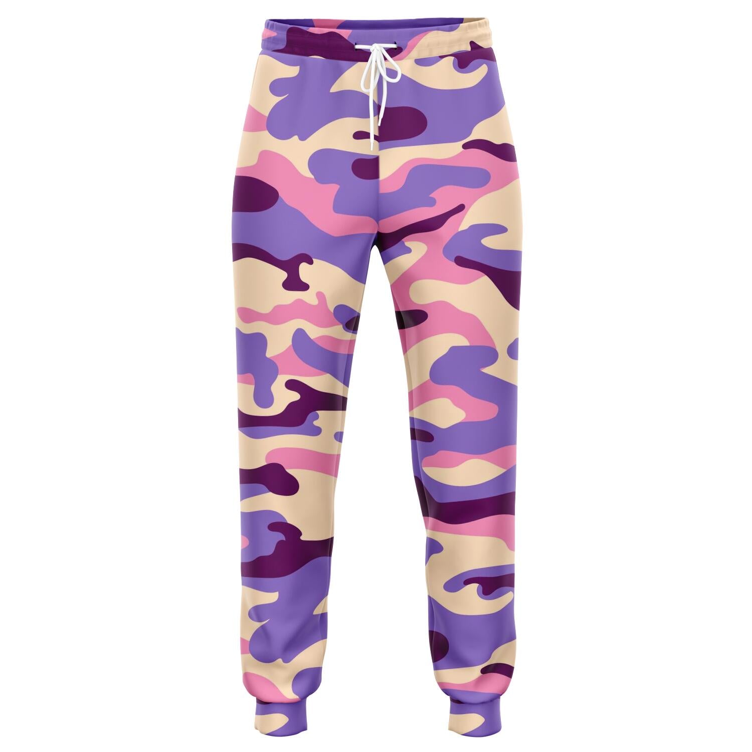 Pastel Purple Camouflage Print Jogger Pants