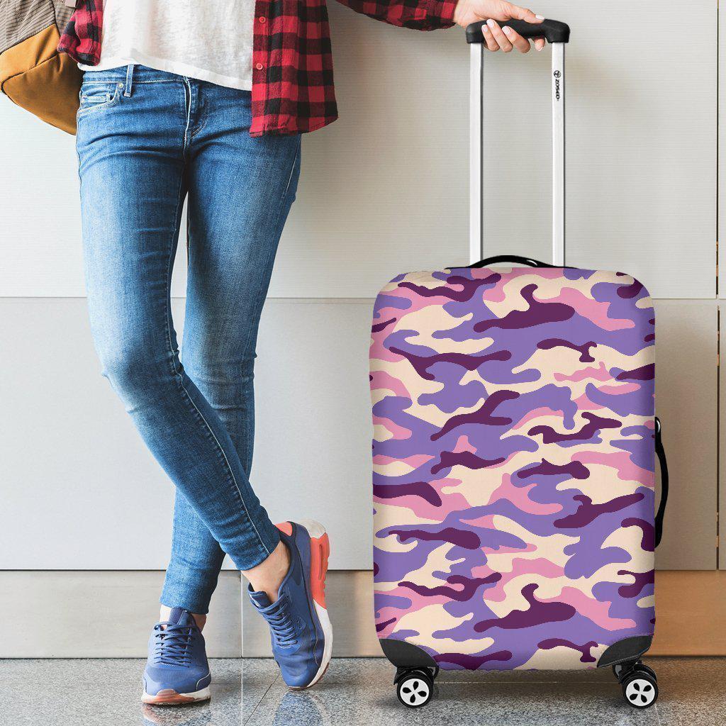 Pastel Purple Camouflage Print Luggage Cover