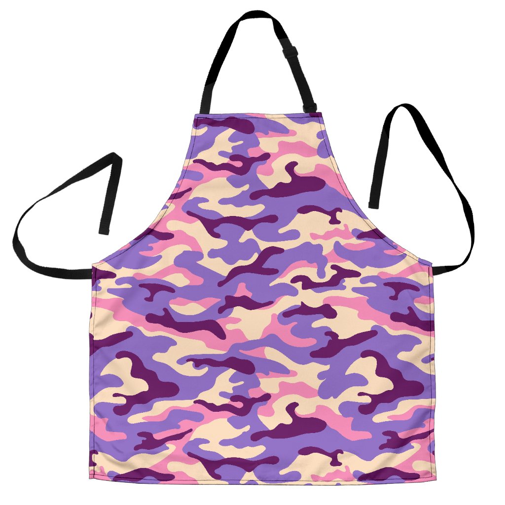 Pastel Purple Camouflage Print Men's Apron