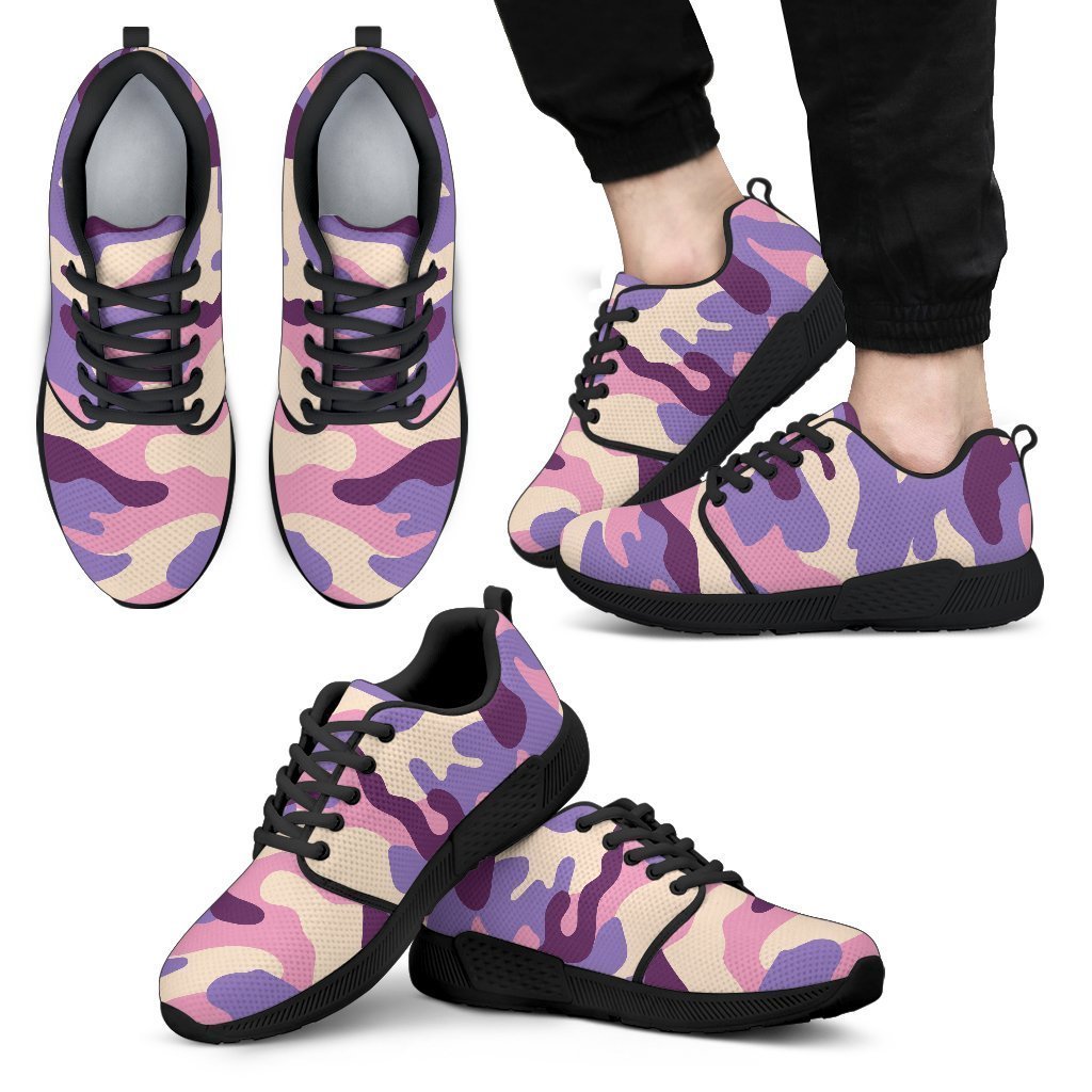 Pastel Purple Camouflage Print Men's Athletic Shoes