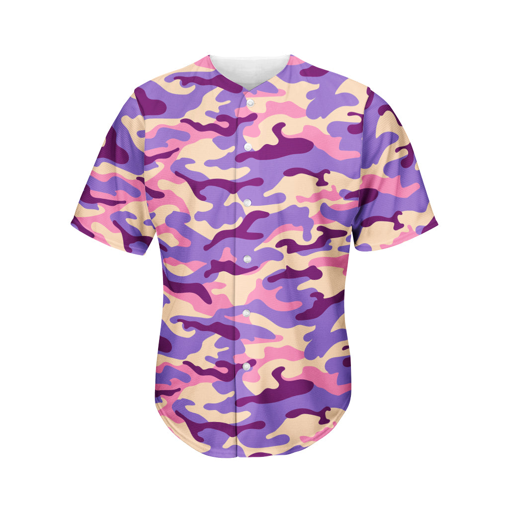 Pastel Purple Camouflage Print Men's Baseball Jersey