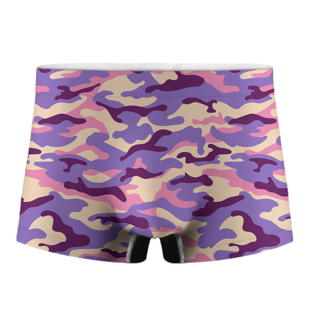 Pastel Purple Camouflage Print Men's Boxer Briefs