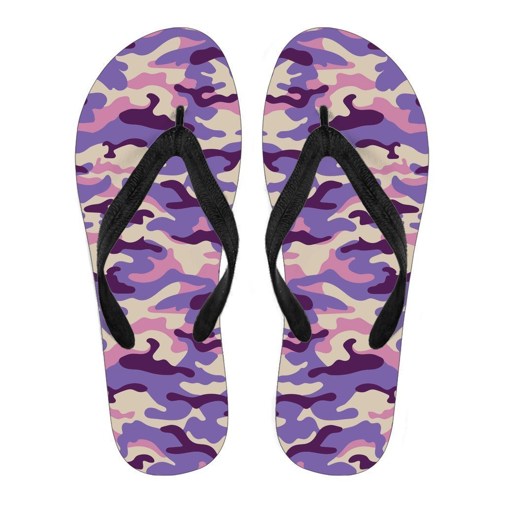 Pastel Purple Camouflage Print Men's Flip Flops