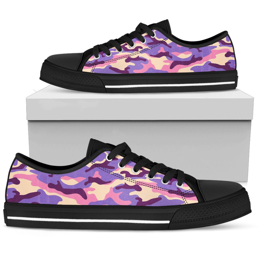 Pastel Purple Camouflage Print Men's Low Top Shoes