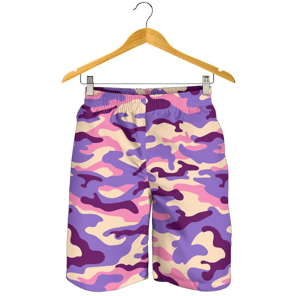 Pastel Purple Camouflage Print Men's Shorts