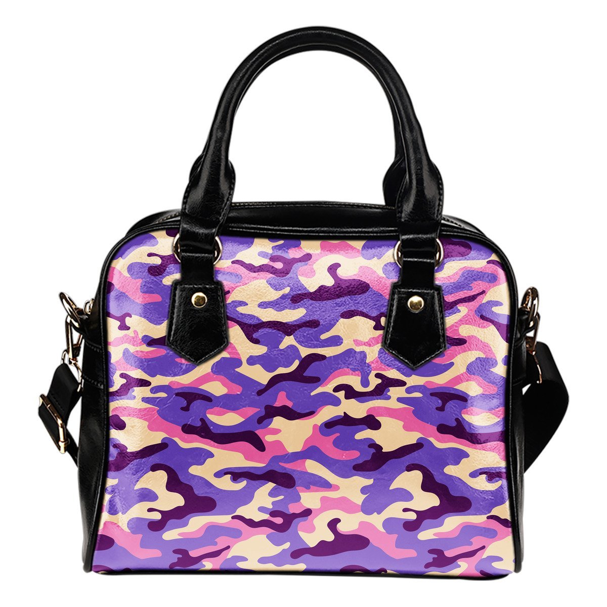 Pastel Purple Camouflage Print Shoulder Handbag