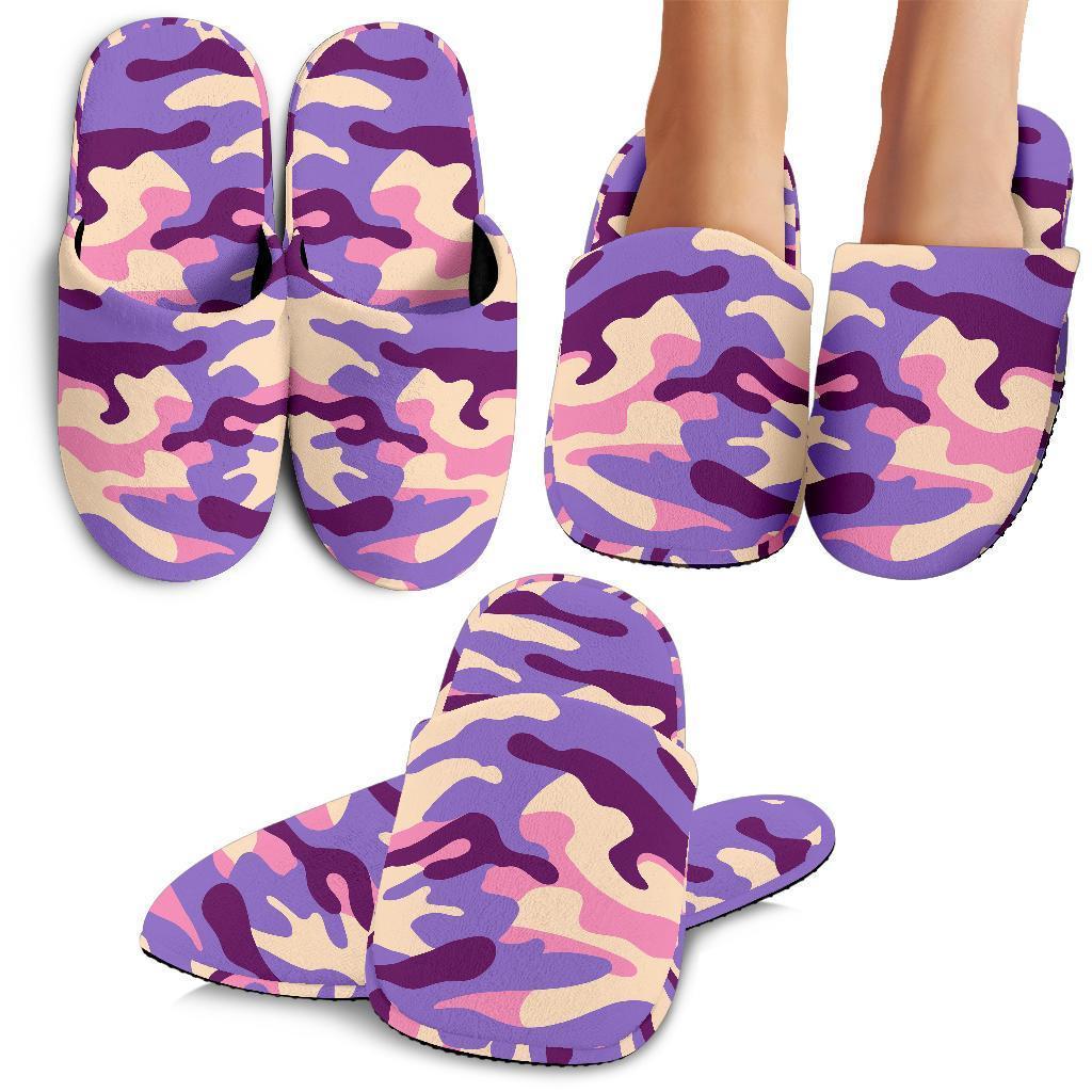 Pastel Purple Camouflage Print Slippers