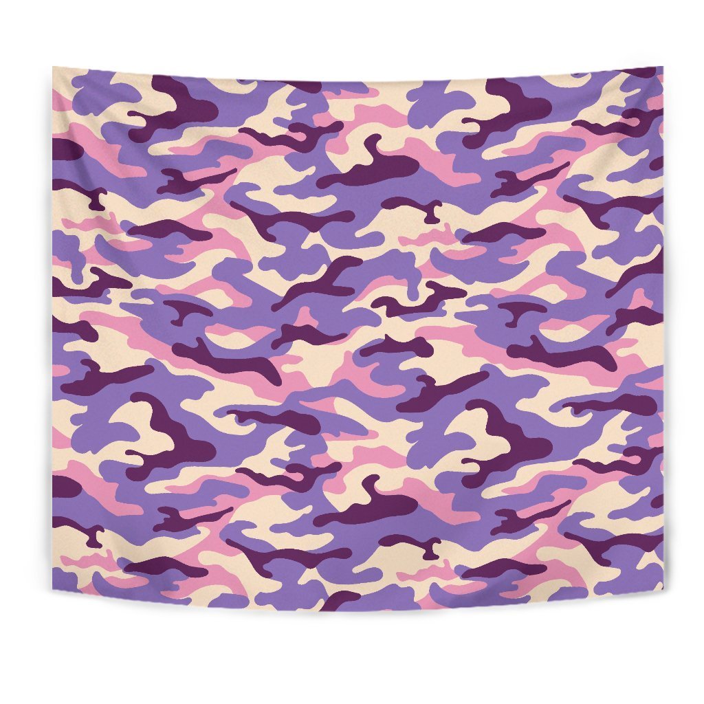 Pastel Purple Camouflage Print Wall Tapestry