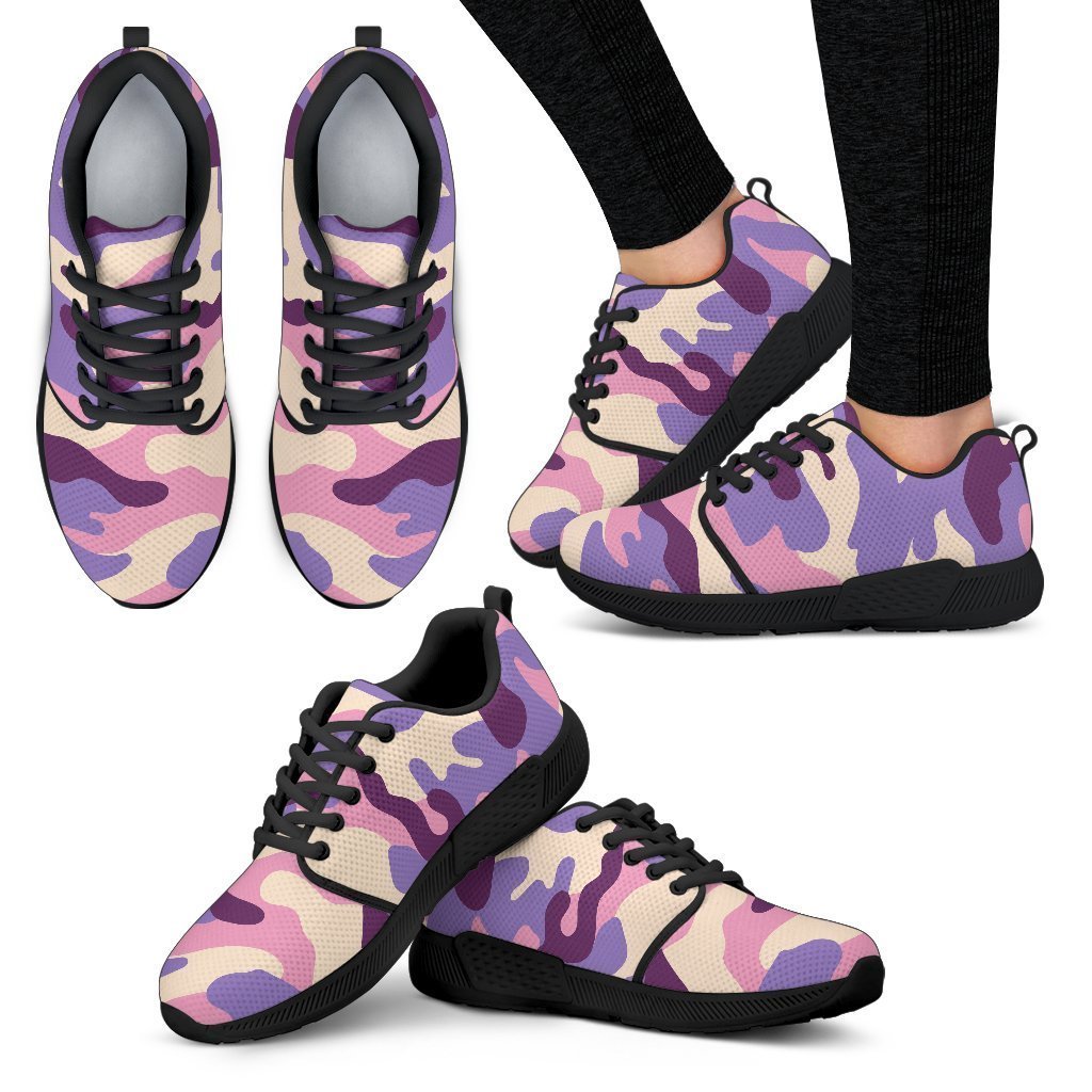 Pastel Purple Camouflage Print Women's Athletic Shoes