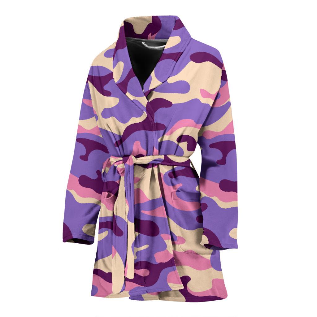 Pastel Purple Camouflage Print Women's Bathrobe