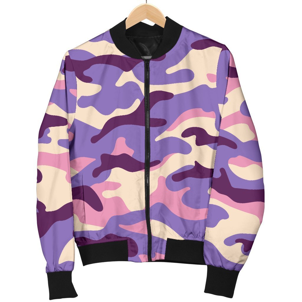 Pastel Purple Camouflage Print Women's Bomber Jacket