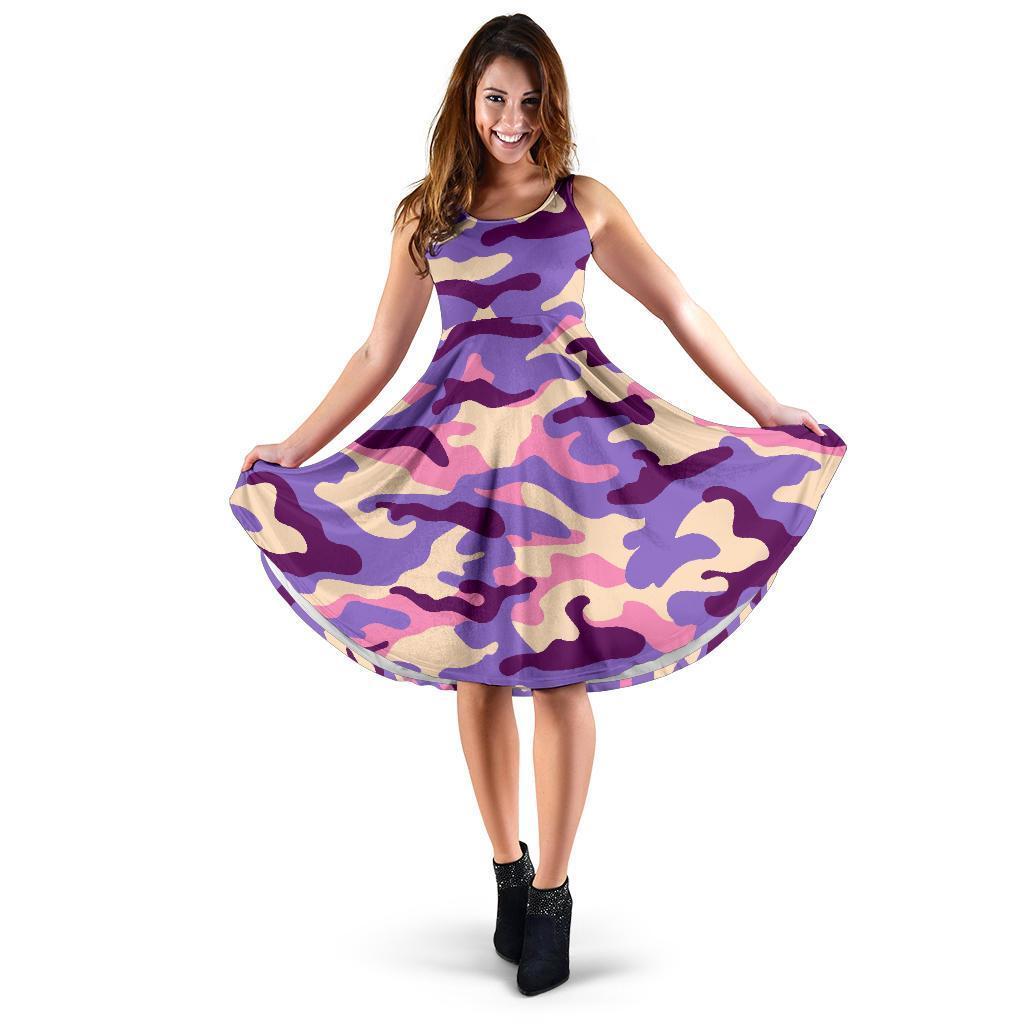 Pastel Purple Camouflage Print Women's Dress