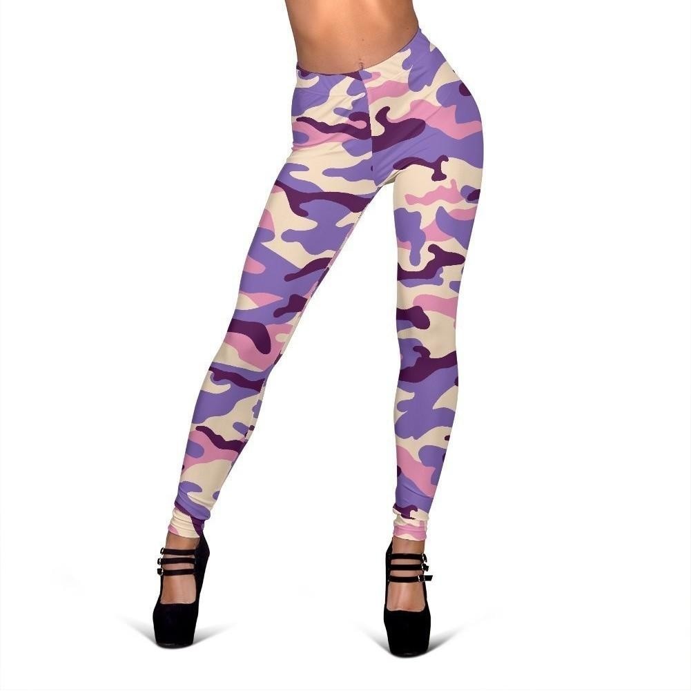 Pastel Purple Camouflage Print Women's Leggings