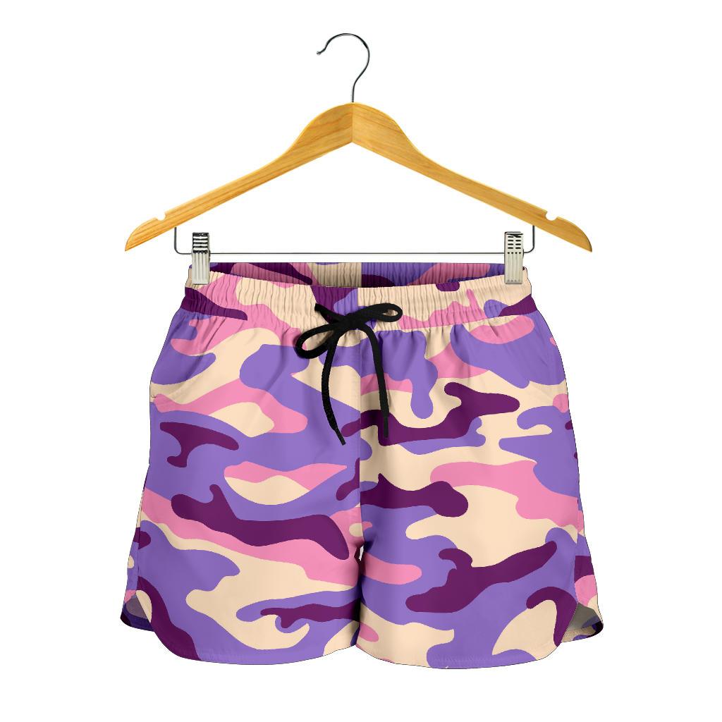 Pastel Purple Camouflage Print Women's Shorts