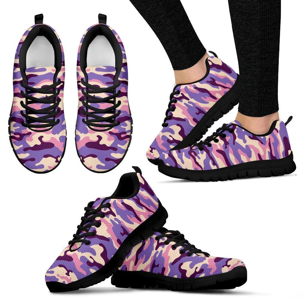 Pastel Purple Camouflage Print Women's Sneakers