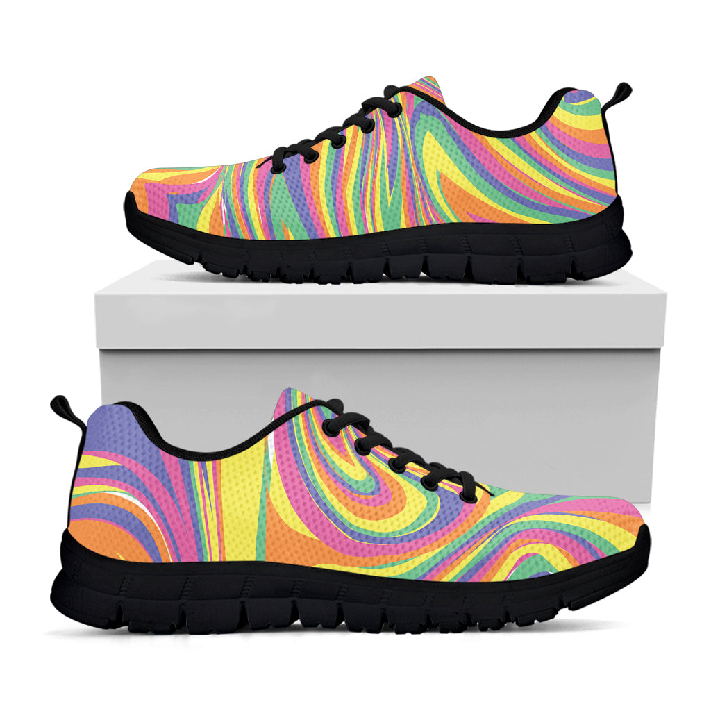 Pastel Rave Print Black Sneakers