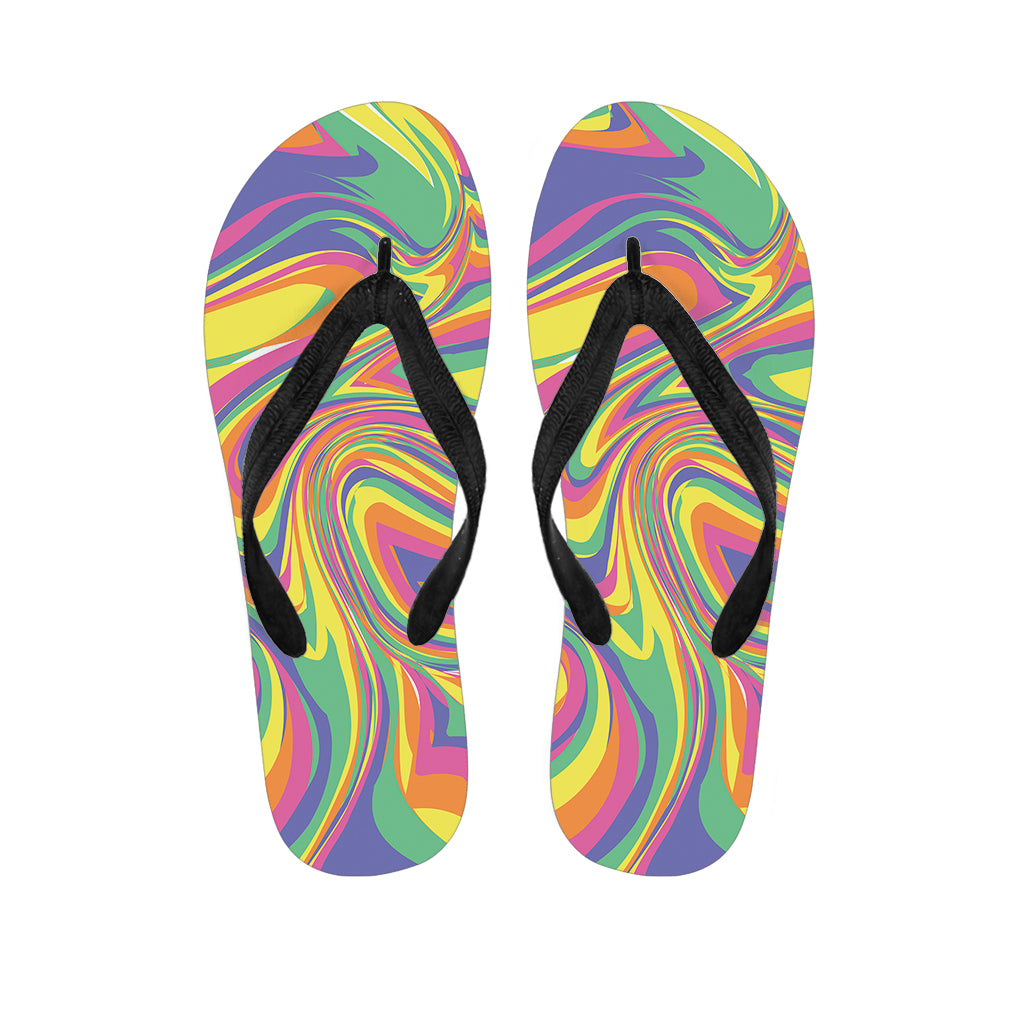 Pastel Rave Print Flip Flops