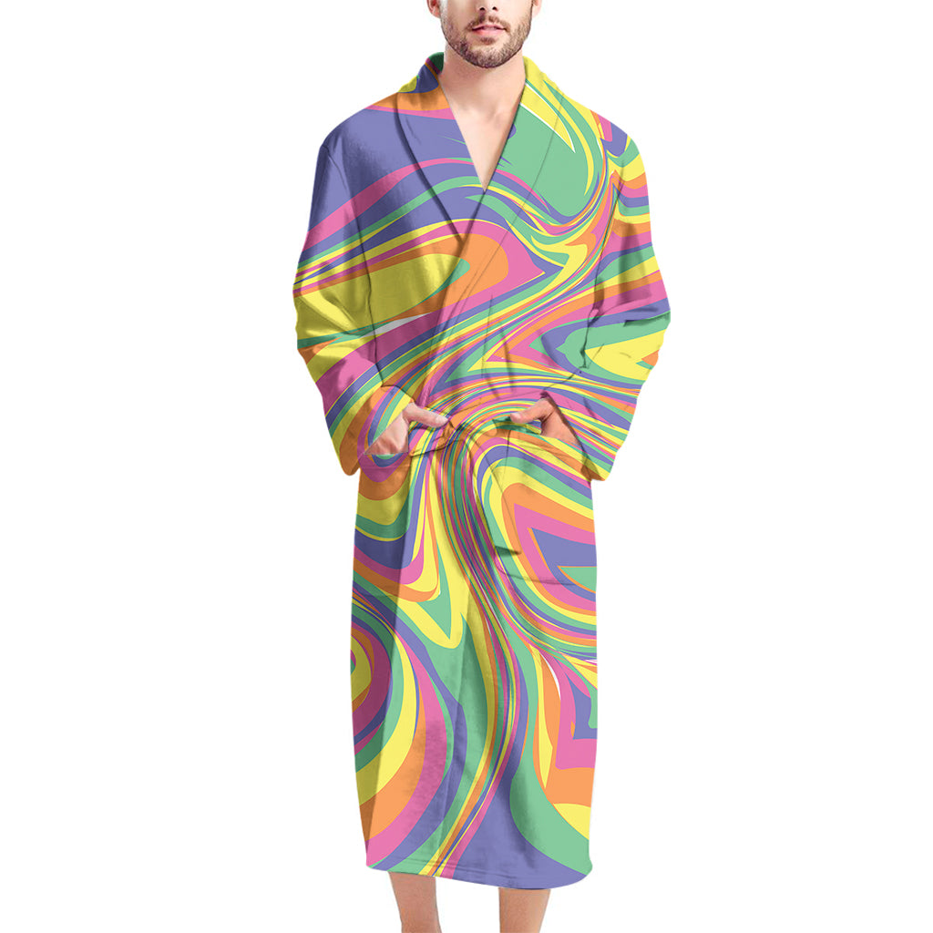 Pastel Rave Print Men's Bathrobe