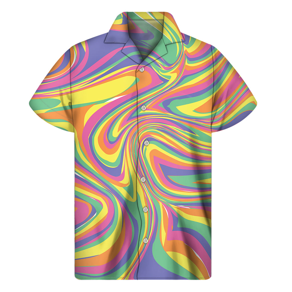 Pastel Rave Print Men's Short Sleeve Shirt