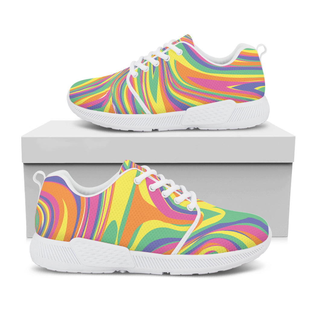 Pastel Rave Print White Athletic Shoes