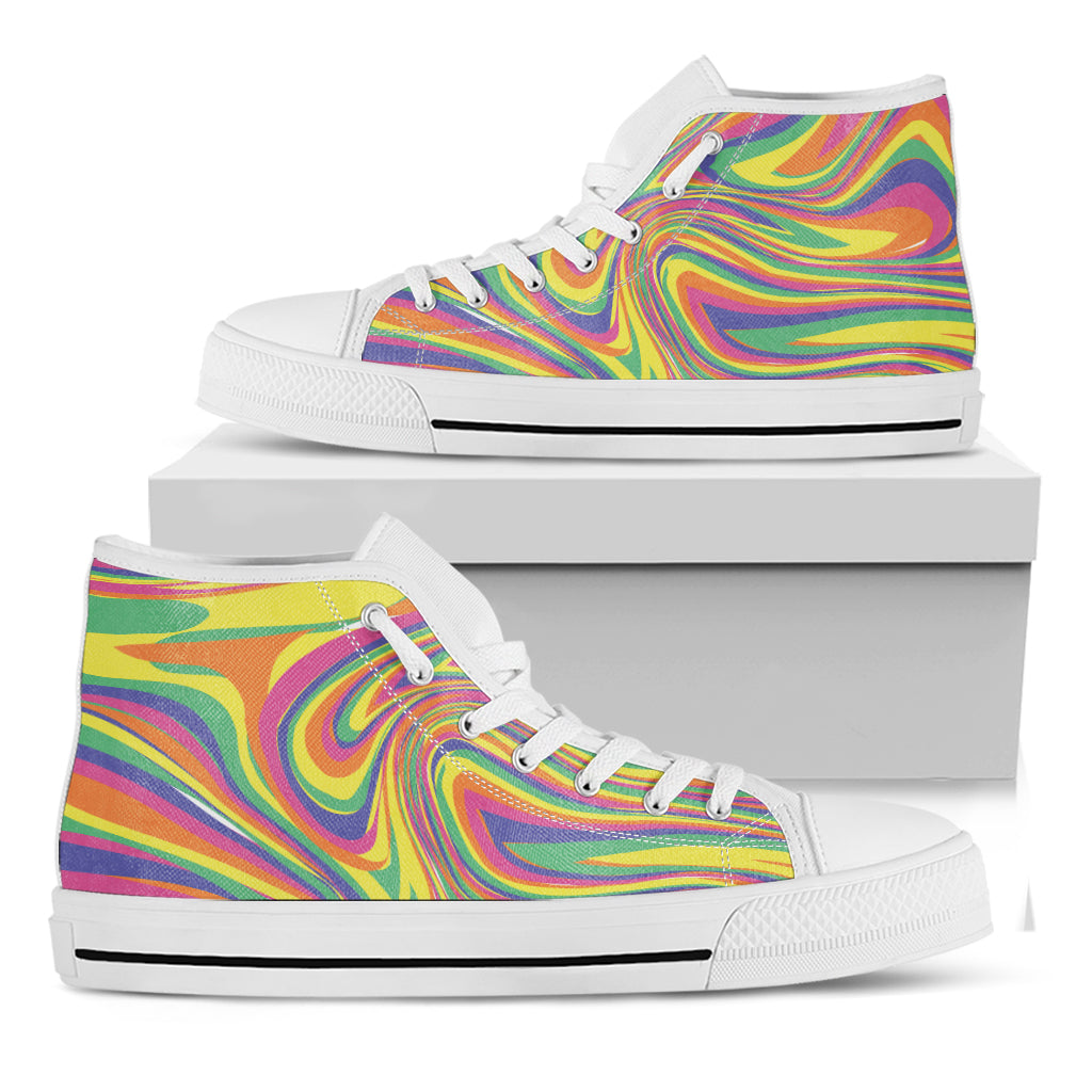 Pastel Rave Print White High Top Shoes