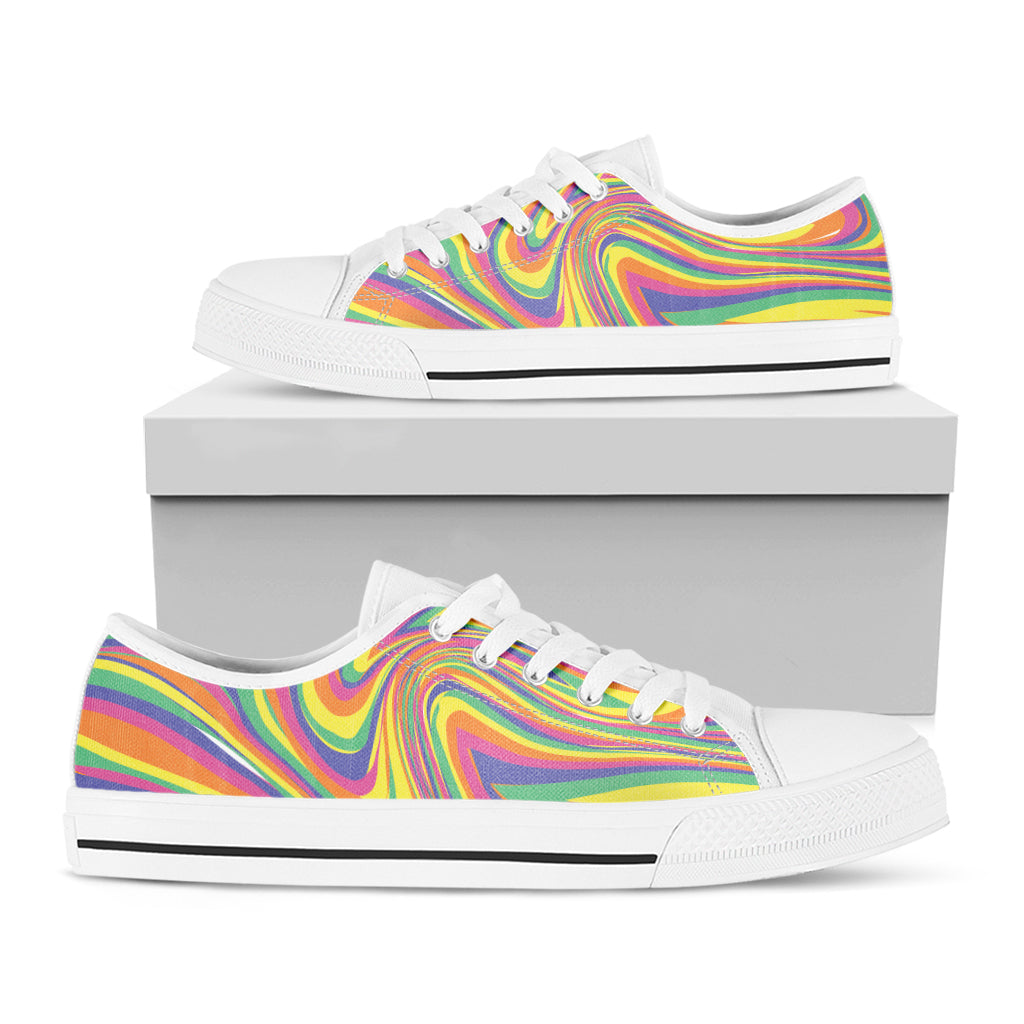 Pastel Rave Print White Low Top Shoes