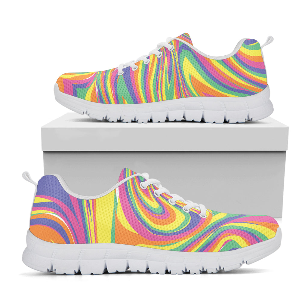 Pastel Rave Print White Sneakers