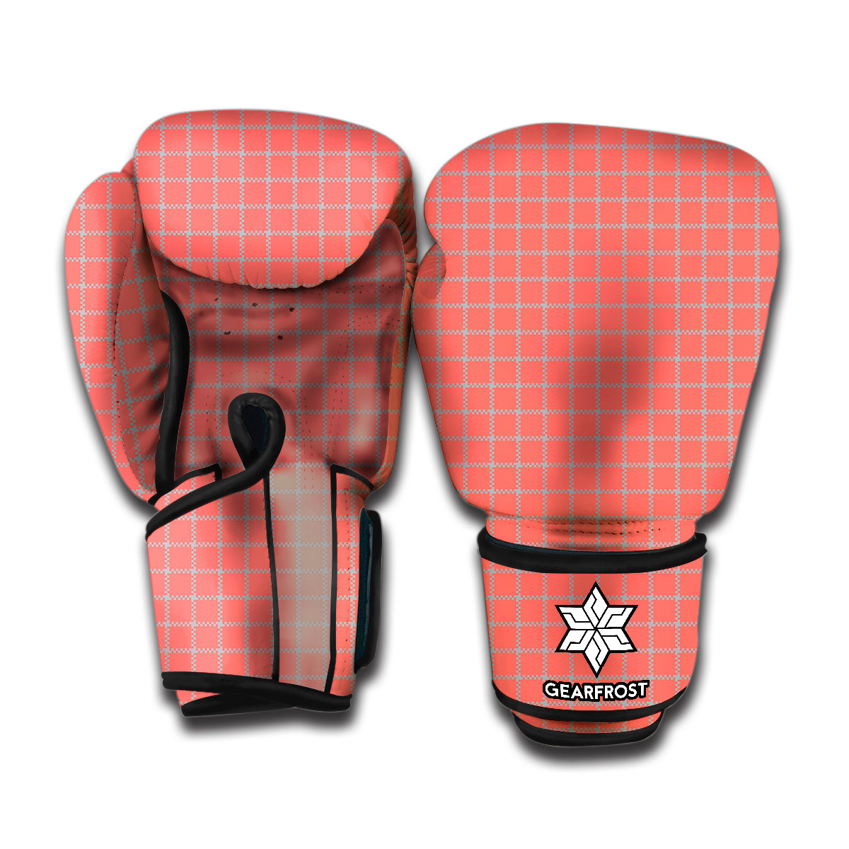 Pastel Red And Grey Tattersall Print Boxing Gloves