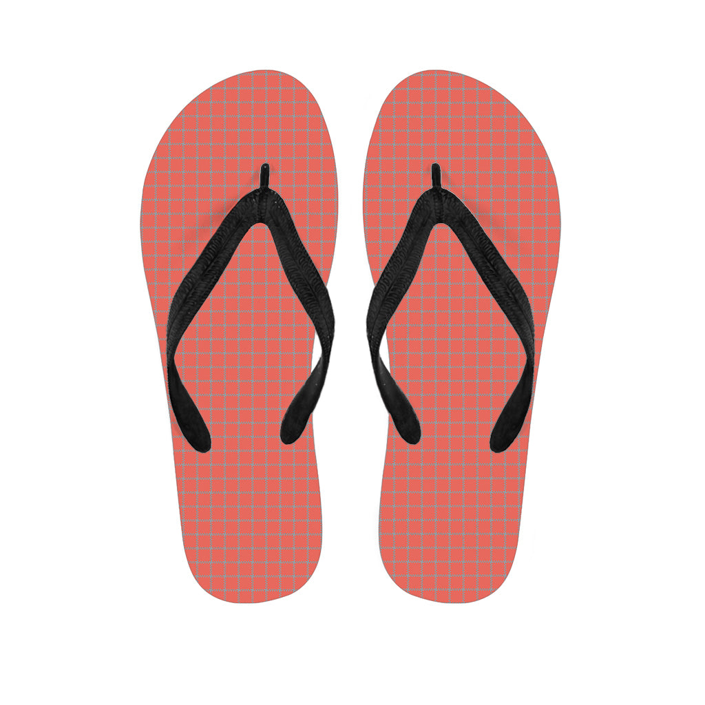 Pastel Red And Grey Tattersall Print Flip Flops
