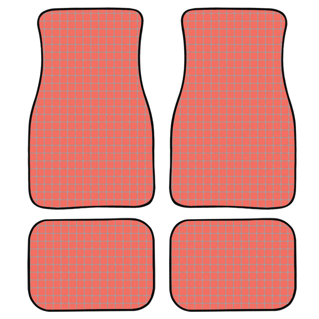 Pastel Red And Grey Tattersall Print Front and Back Car Floor Mats