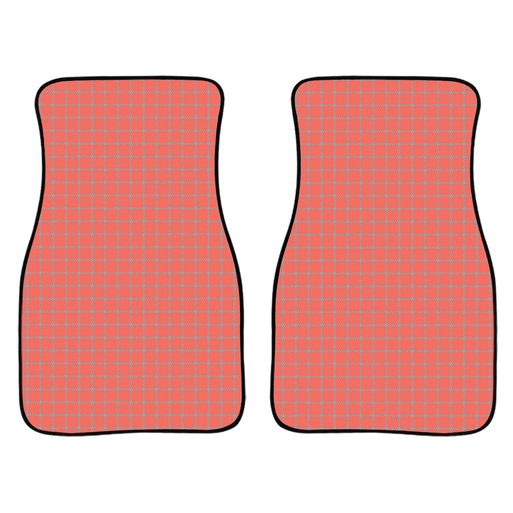 Pastel Red And Grey Tattersall Print Front Car Floor Mats