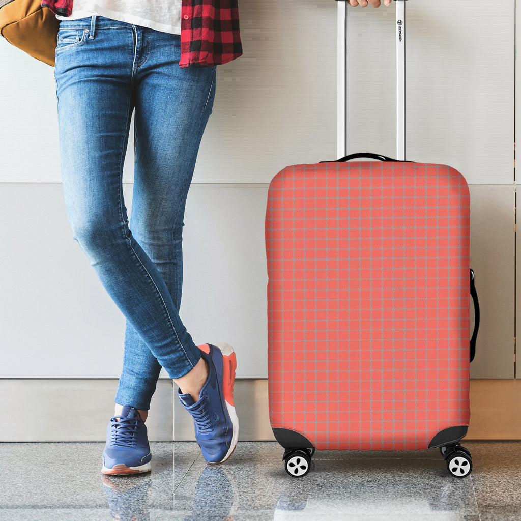 Pastel Red And Grey Tattersall Print Luggage Cover