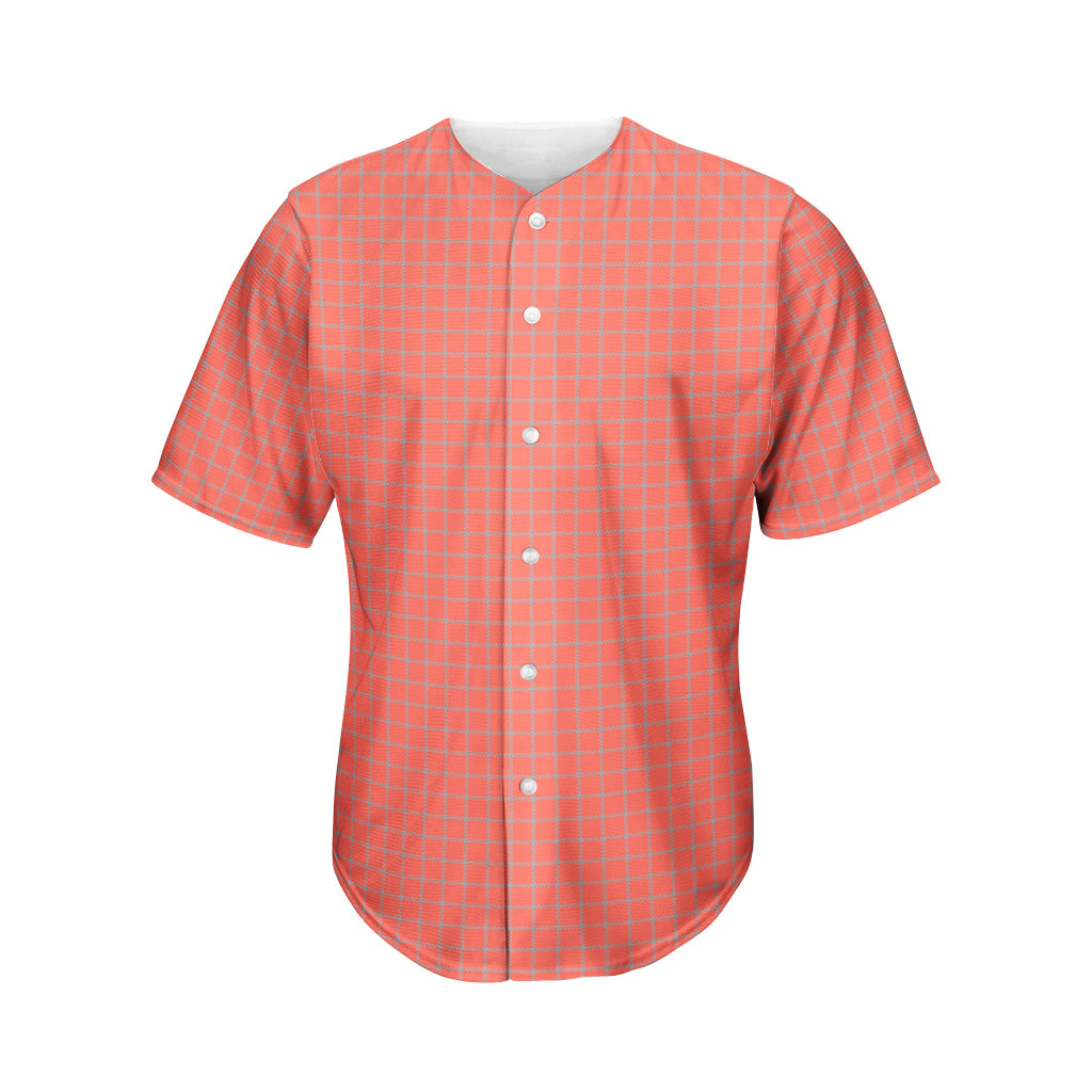 Pastel Red And Grey Tattersall Print Men's Baseball Jersey