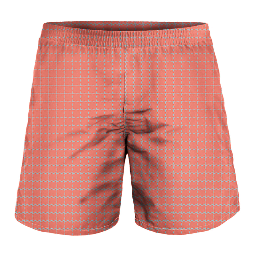 Pastel Red And Grey Tattersall Print Men's Shorts