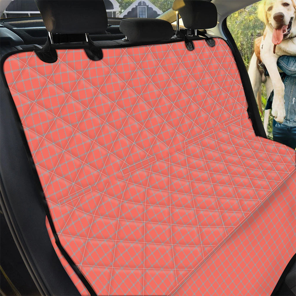 Pastel Red And Grey Tattersall Print Pet Car Back Seat Cover