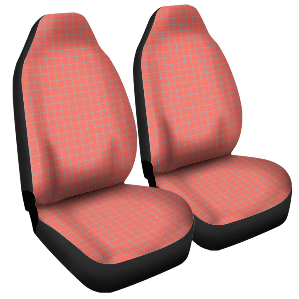 Pastel Red And Grey Tattersall Print Universal Fit Car Seat Covers