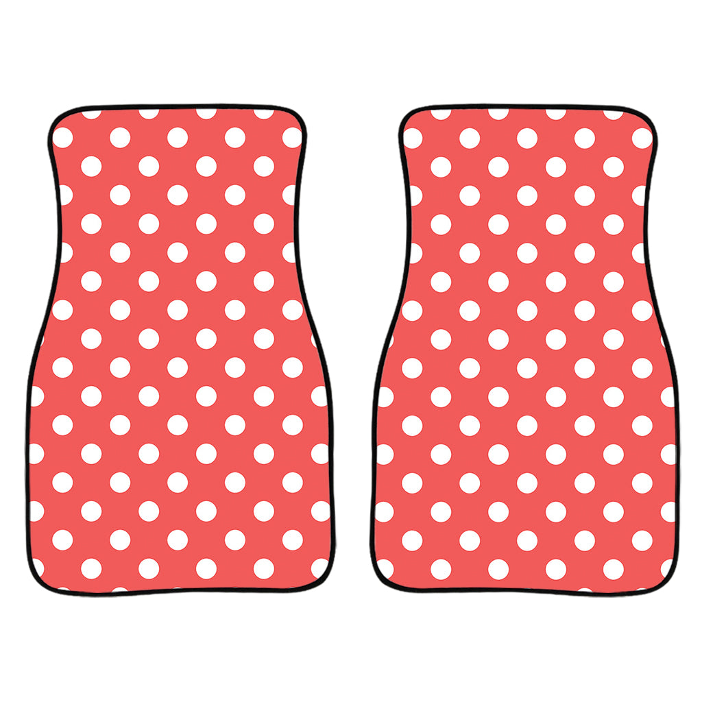 Pastel Red And White Polka Dot Print Front Car Floor Mats