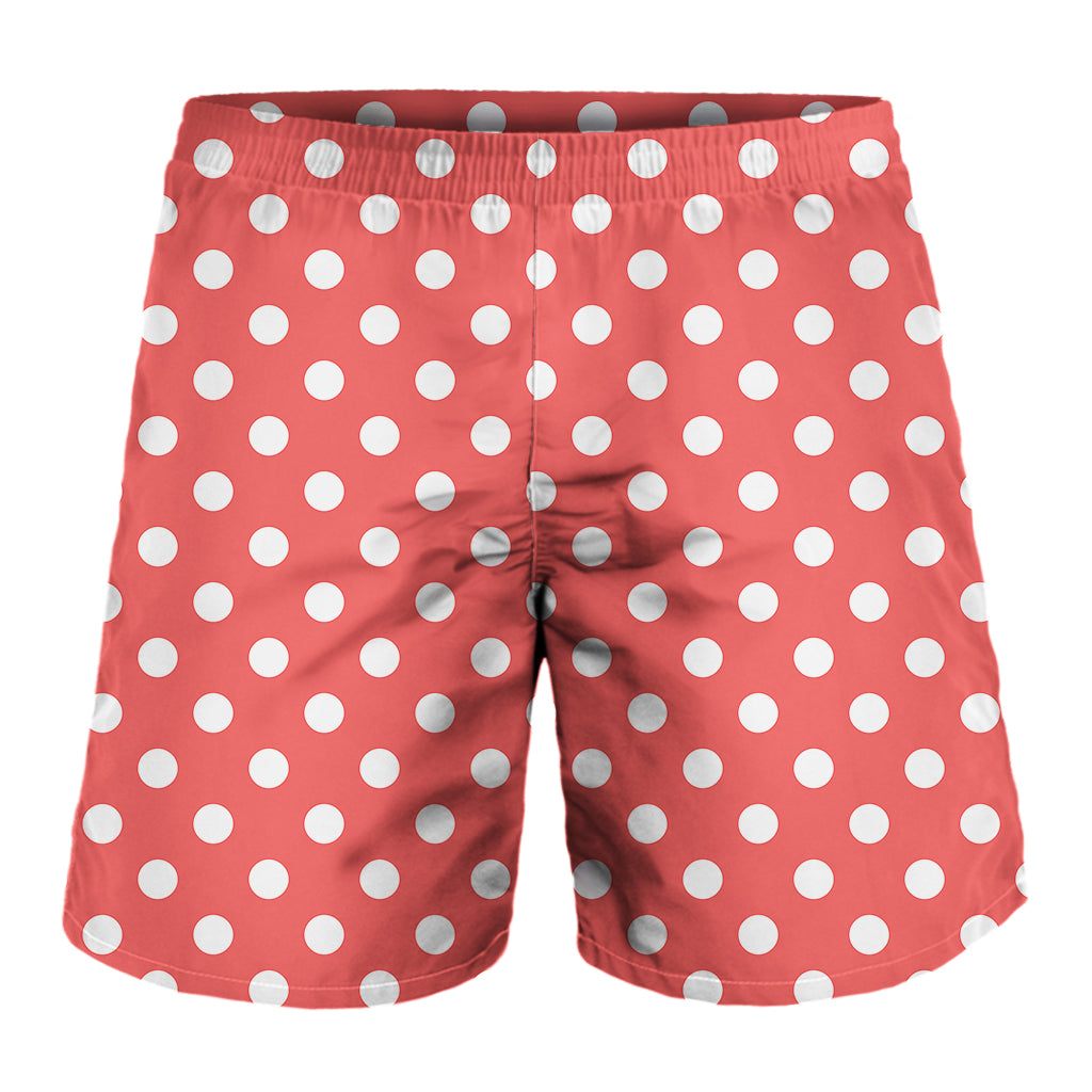 Pastel Red And White Polka Dot Print Men's Shorts