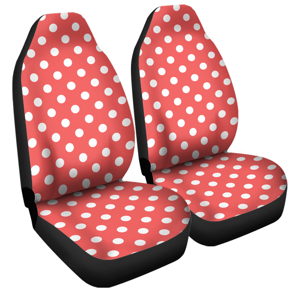 Pastel Red And White Polka Dot Print Universal Fit Car Seat Covers