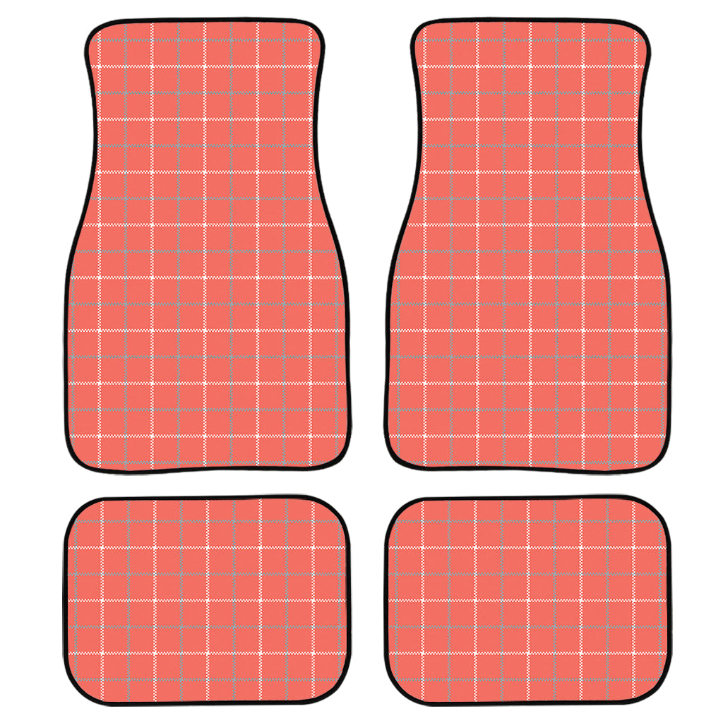 Pastel Red Tattersall Pattern Print Front and Back Car Floor Mats