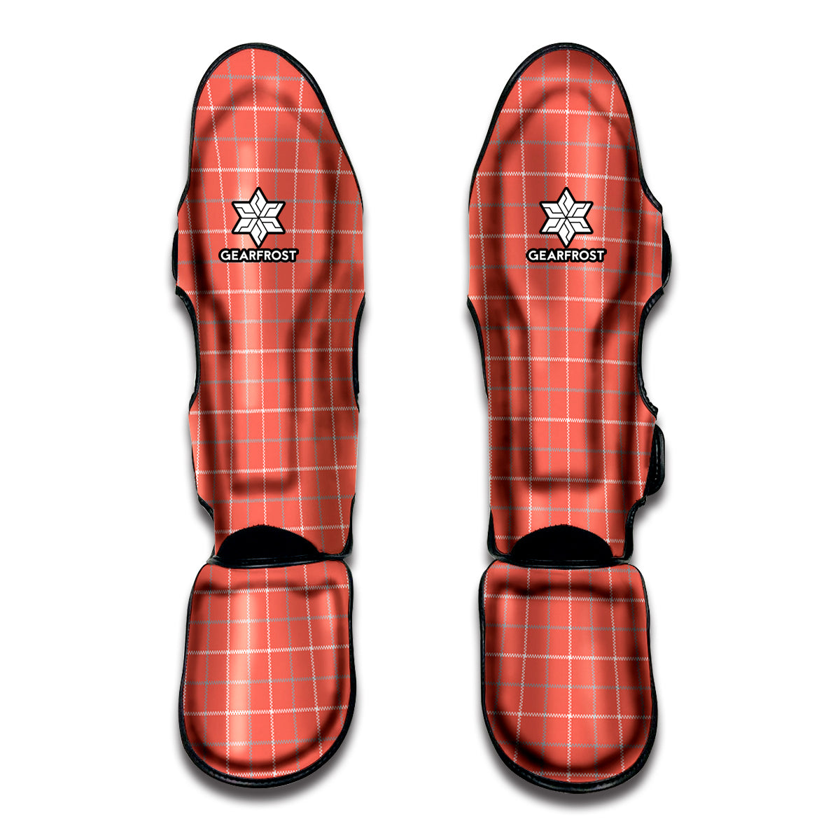 Pastel Red Tattersall Pattern Print Muay Thai Shin Guards