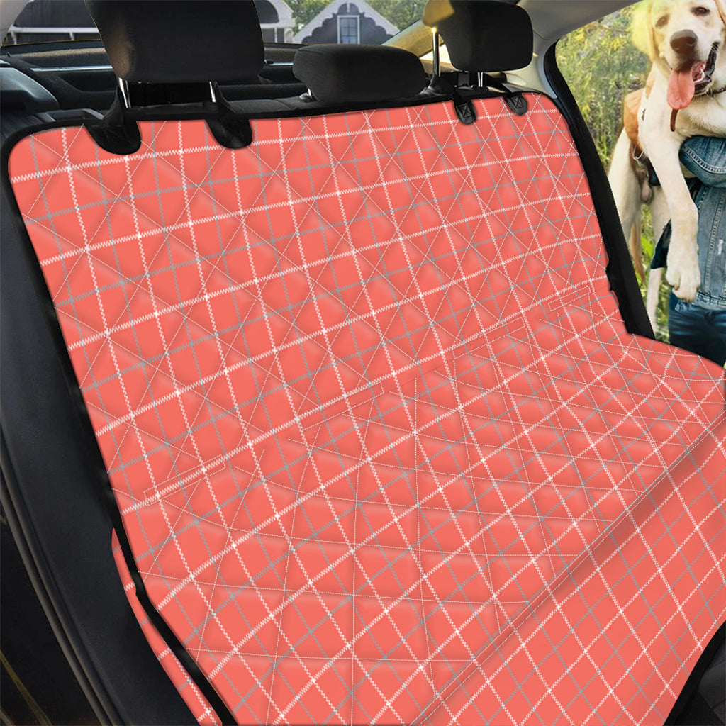 Pastel Red Tattersall Pattern Print Pet Car Back Seat Cover